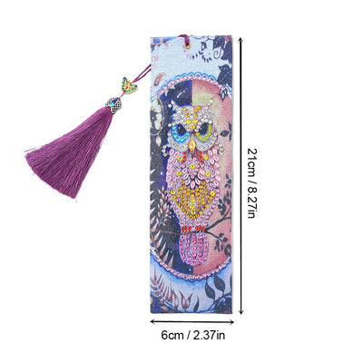 Beautiful Pink Owl Leather Bookmark Diamond Painting Kits