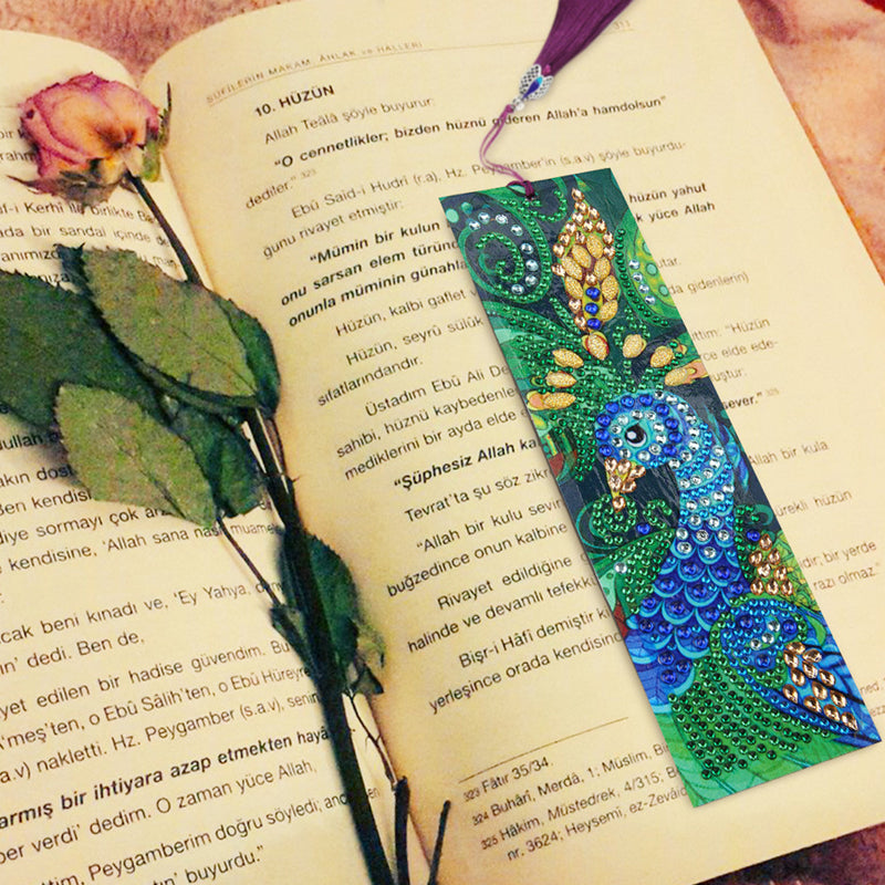 Green Peacock Leather Bookmark Diamond Painting Kits