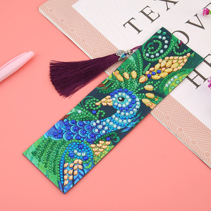 Green Peacock Leather Bookmark Diamond Painting Kits