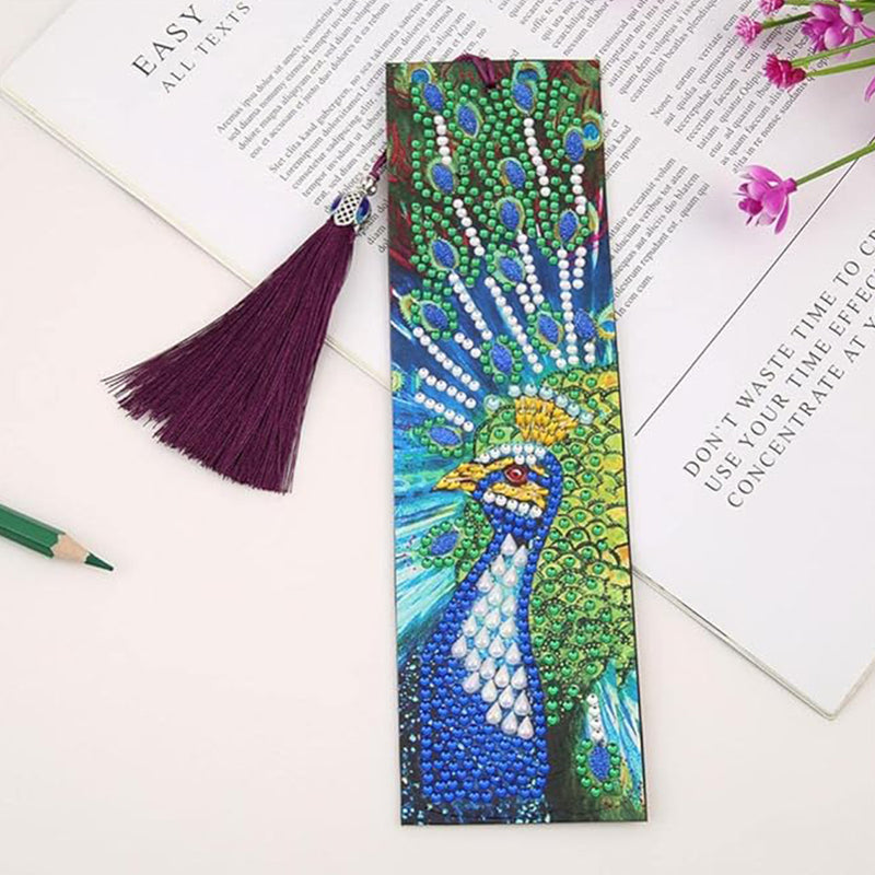 Green Peacock Leather Bookmark Diamond Painting Kits