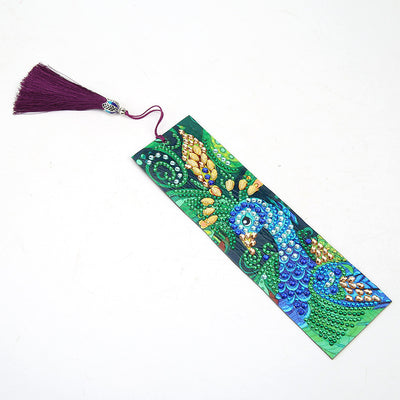 Green Peacock Leather Bookmark Diamond Painting Kits