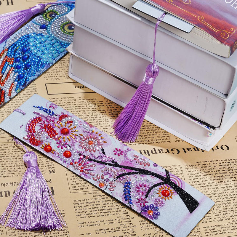 4Pcs Four Seasons Tree Leather Bookmark Diamond Painting Kits