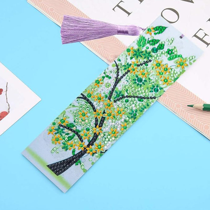 4Pcs Four Seasons Tree Leather Bookmark Diamond Painting Kits