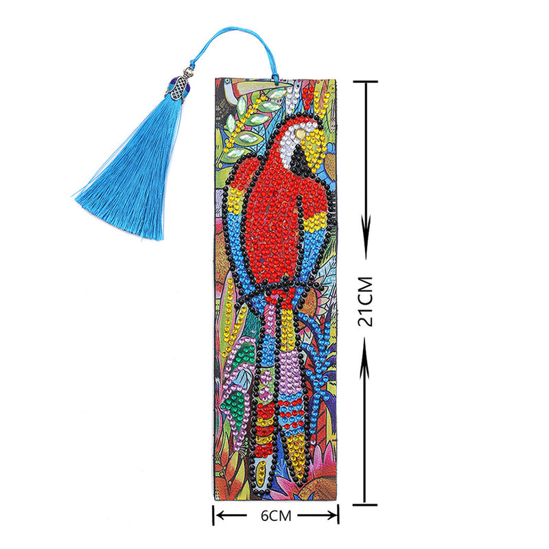 4Pcs Peacock, Parrot and Cat Leather Bookmark Diamond Painting Kits