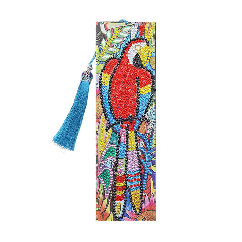 4Pcs Peacock, Parrot and Cat Leather Bookmark Diamond Painting Kits