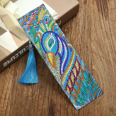 4Pcs Peacock, Parrot and Cat Leather Bookmark Diamond Painting Kits