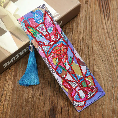 4Pcs Peacock, Parrot and Cat Leather Bookmark Diamond Painting Kits