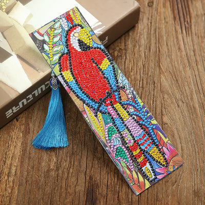 4Pcs Peacock, Parrot and Cat Leather Bookmark Diamond Painting Kits