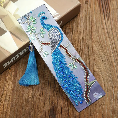 4Pcs Peacock, Parrot and Cat Leather Bookmark Diamond Painting Kits