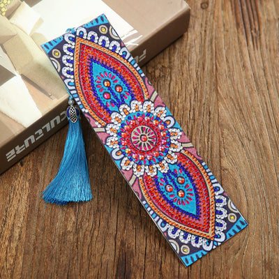 4Pcs Colorful Mandala Leather Bookmark Diamond Painting Kits