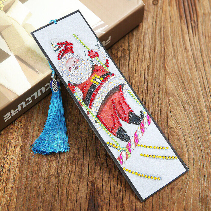 4Pcs Santa Claus Leather Bookmark Diamond Painting Kits