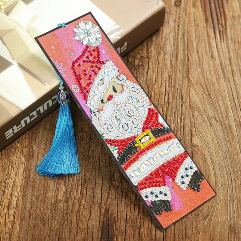 4Pcs Santa Claus Leather Bookmark Diamond Painting Kits