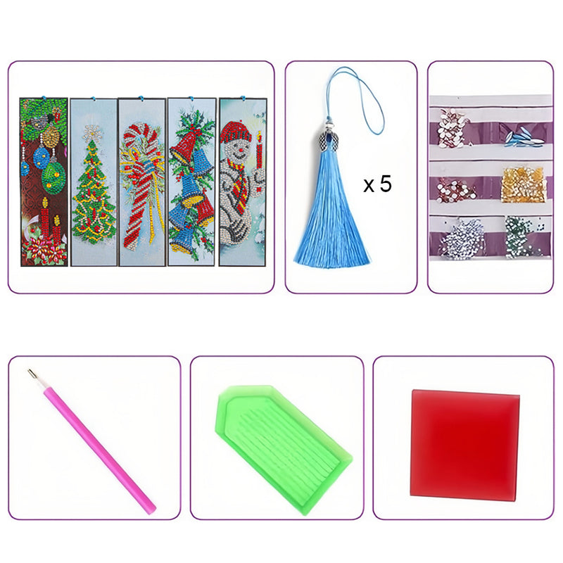 1/5Pcs Christmas Decorations Leather Bookmark Diamond Painting Kits