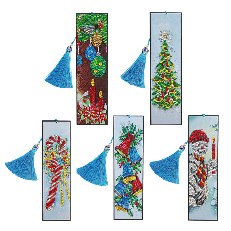 1/5Pcs Christmas Decorations Leather Bookmark Diamond Painting Kits