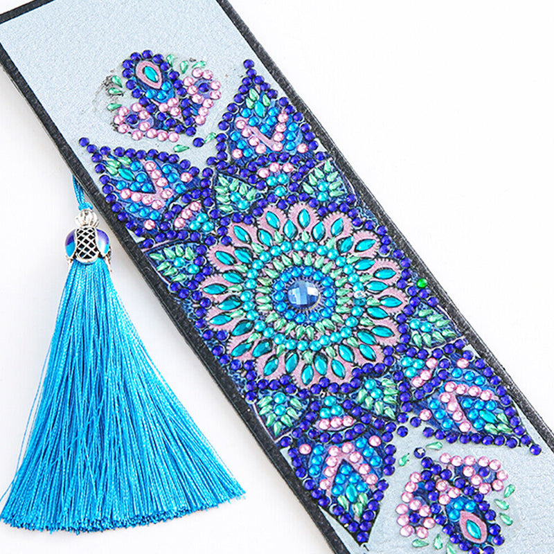 4Pcs Symmetrical Mandala Pattern Leather Bookmark Diamond Painting Kits