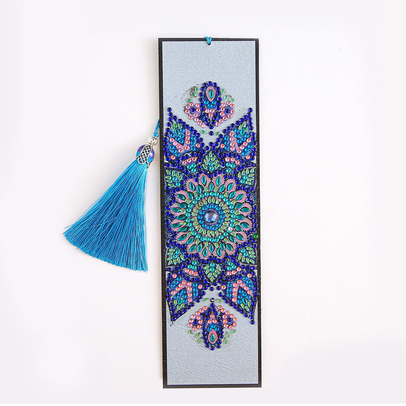 4Pcs Symmetrical Mandala Pattern Leather Bookmark Diamond Painting Kits