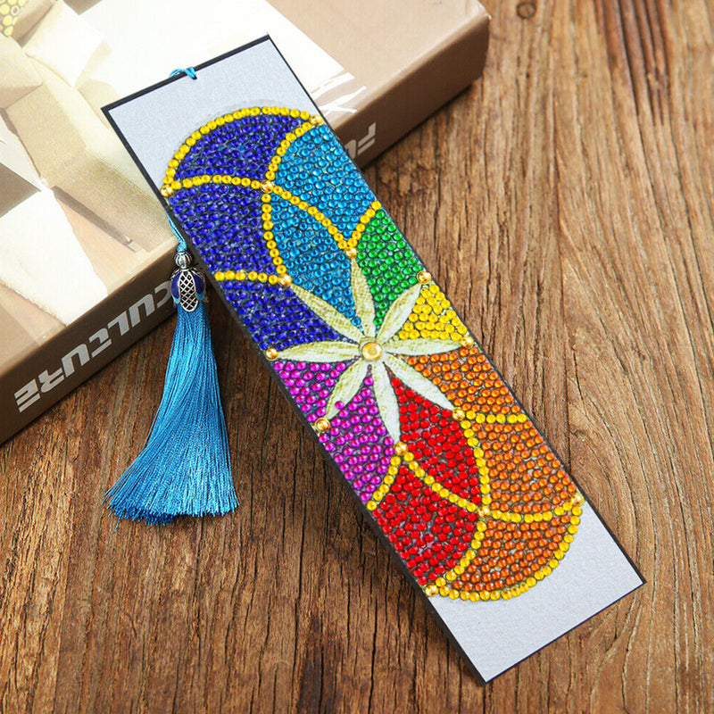 4Pcs Symmetrical Mandala Pattern Leather Bookmark Diamond Painting Kits