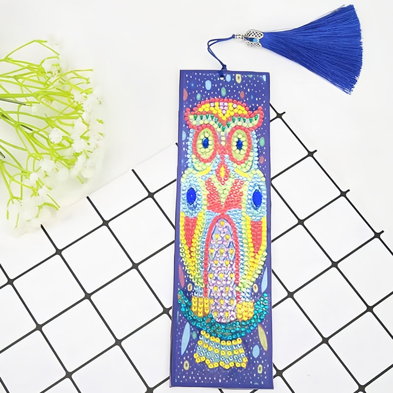 Owl with Wide Eyes Leather Bookmark Diamond Painting Kits