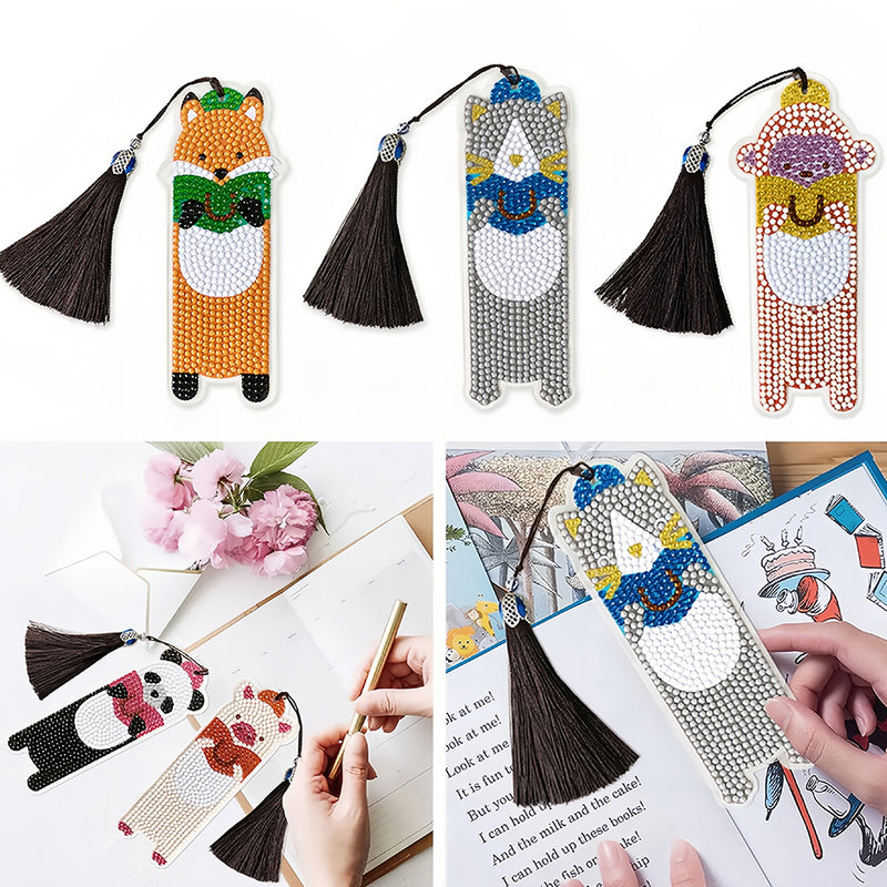 5Pcs Cute Animals Acrylic Bookmark Diamond Painting Kits