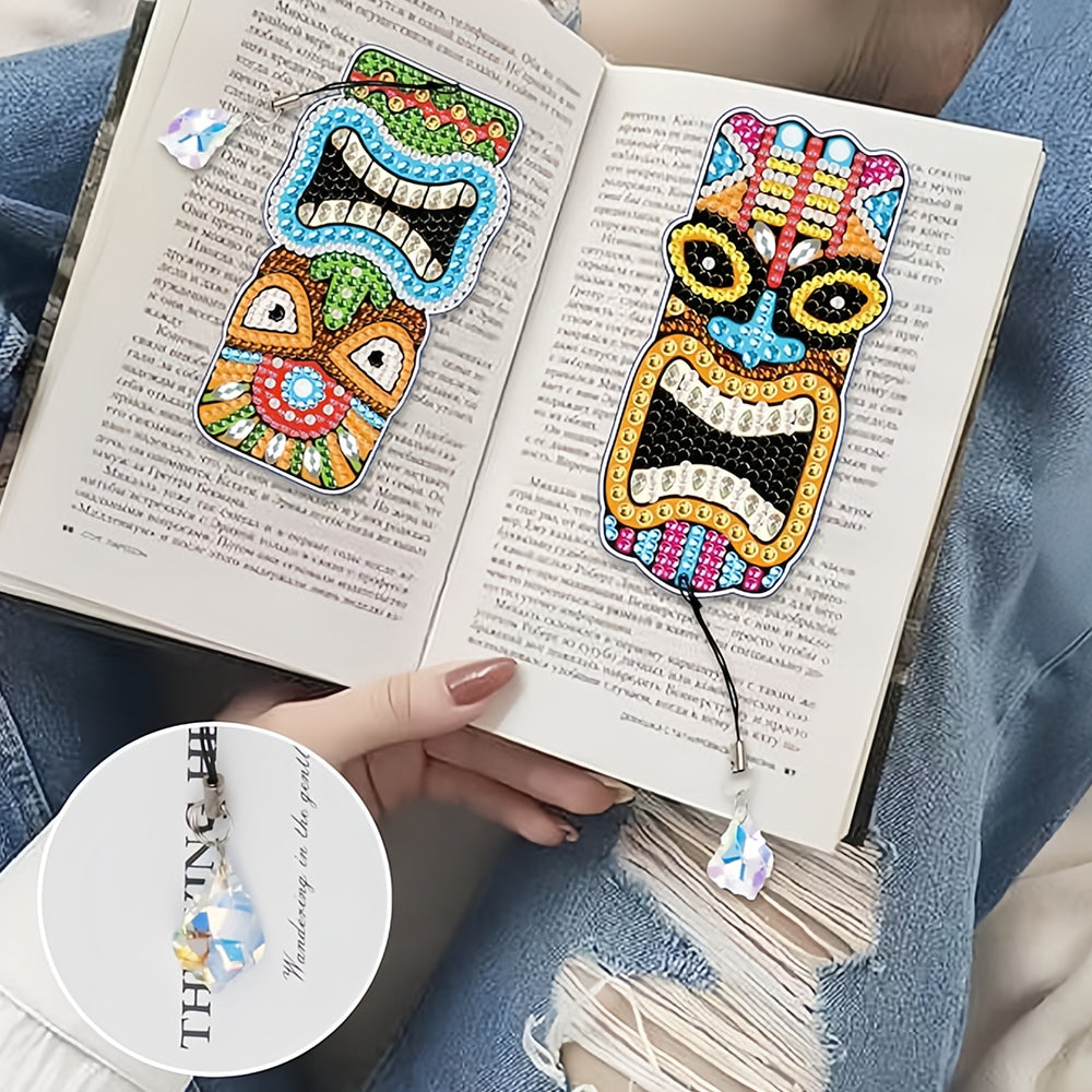 6Pcs Abstract Totem Face Acrylic Bookmark Diamond Painting Kits