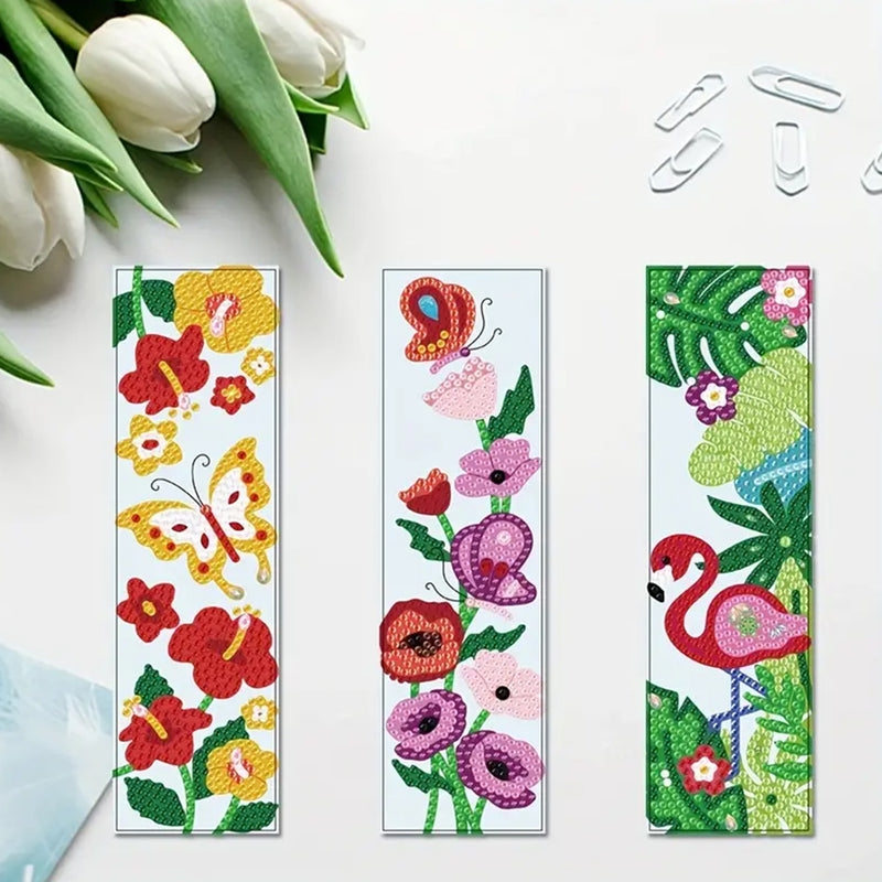 10Pcs The World of Flowers And Birds Acrylic Bookmark Diamond Painting Kits