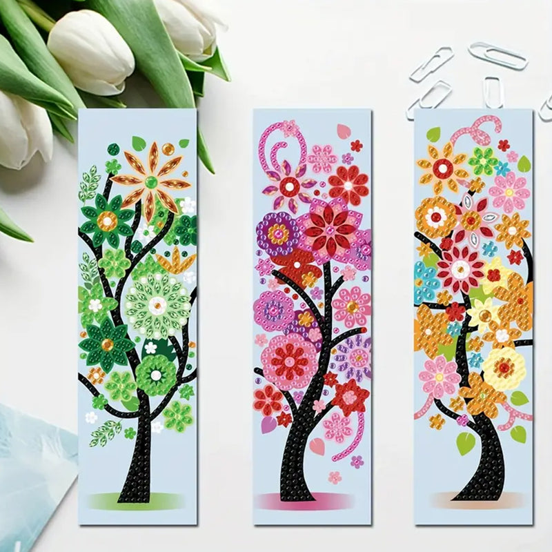 10Pcs Lotus, Trees, Bees And Dragonfly Acrylic Bookmark Diamond Painting Kits