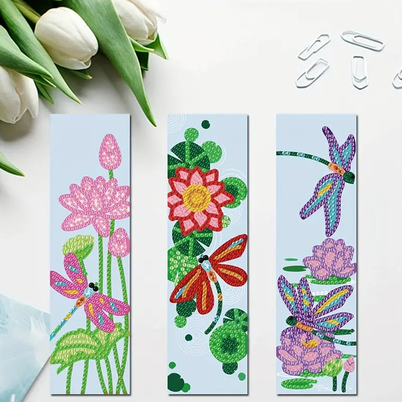 10Pcs Lotus, Trees, Bees And Dragonfly Acrylic Bookmark Diamond Painting Kits