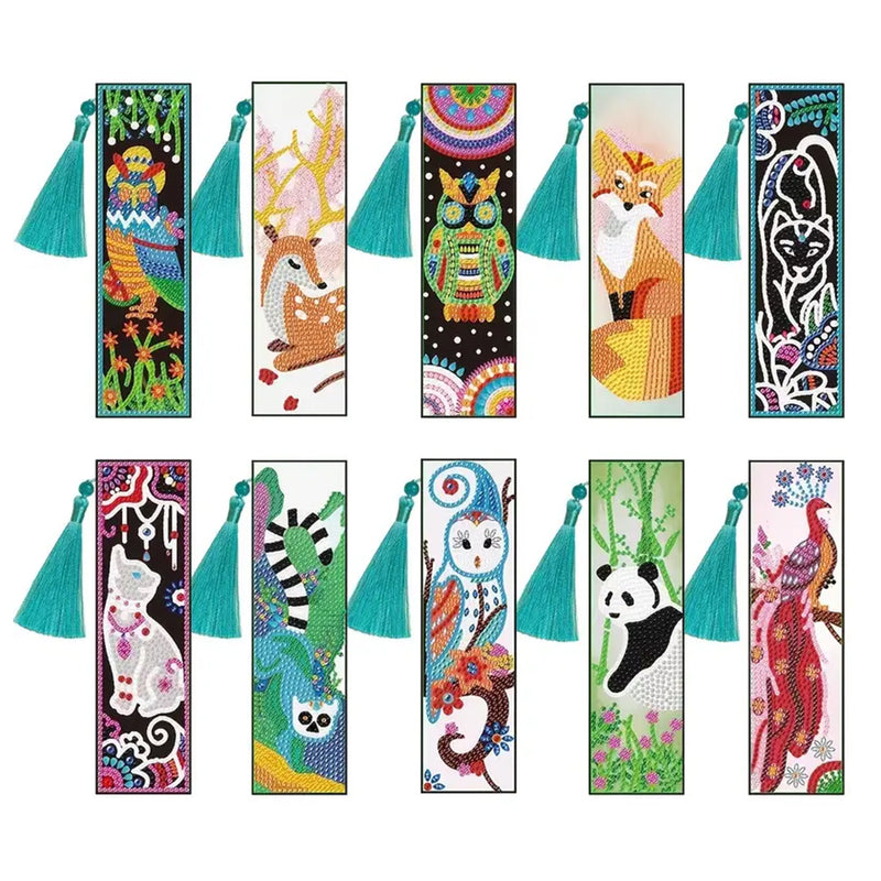 10Pcs Cute Animals Acrylic Bookmark Diamond Painting Kits