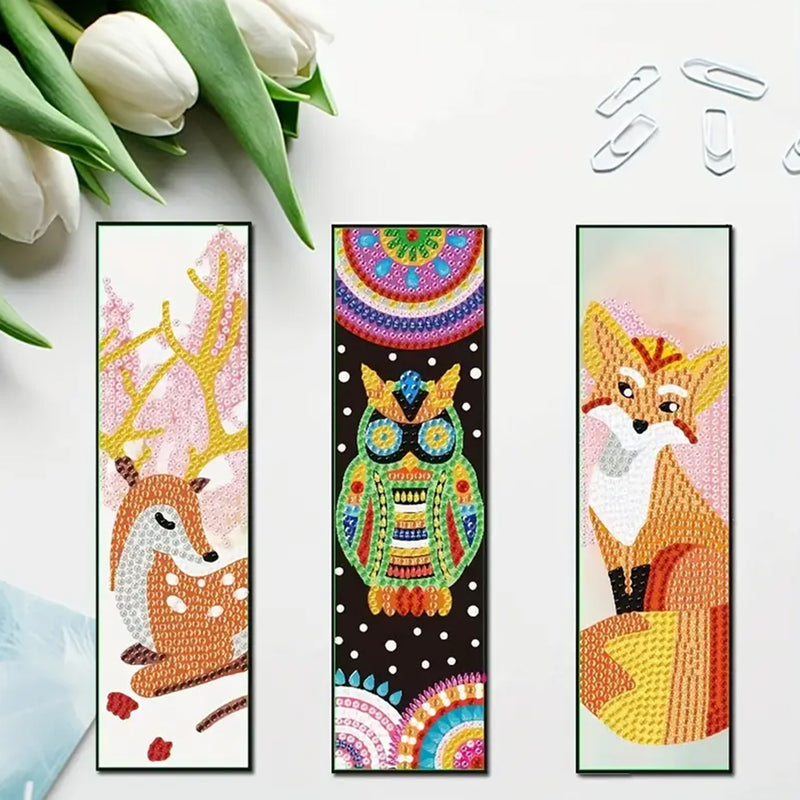 10Pcs Cute Animals Acrylic Bookmark Diamond Painting Kits