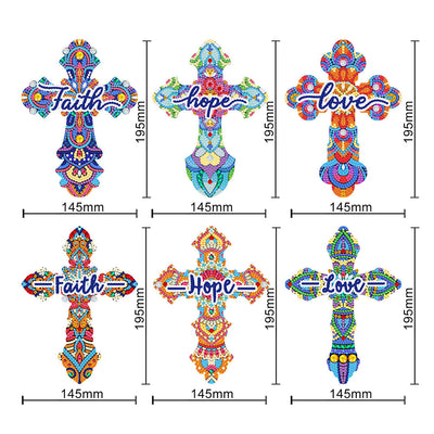 6Pcs Religion Ornate Cross Acrylic Bookmark Diamond Painting Kits