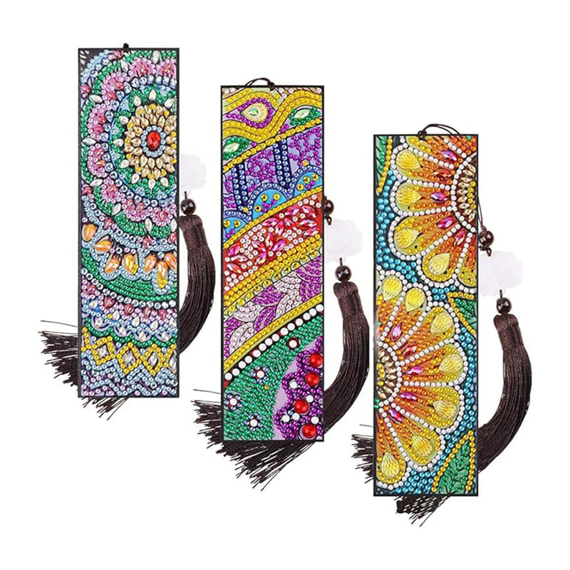 3Pcs Beautiful Mandala Leather Bookmark Diamond Painting Kits