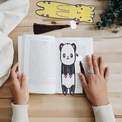 4Pcs Panda, Bear, Cat and Rabbit Leather Bookmark Diamond Painting Kits