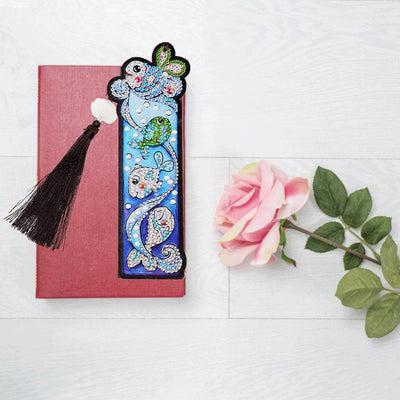 1/5Pcs Cartoon Unicorn and Fish Leather Bookmark Diamond Painting Kits