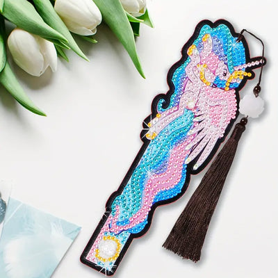 1/5Pcs Cartoon Unicorn and Fish Leather Bookmark Diamond Painting Kits