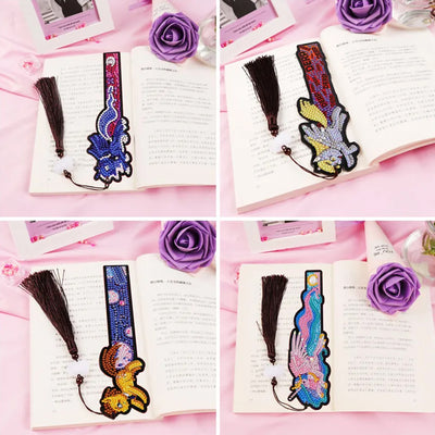 1/5Pcs Cartoon Unicorn and Fish Leather Bookmark Diamond Painting Kits