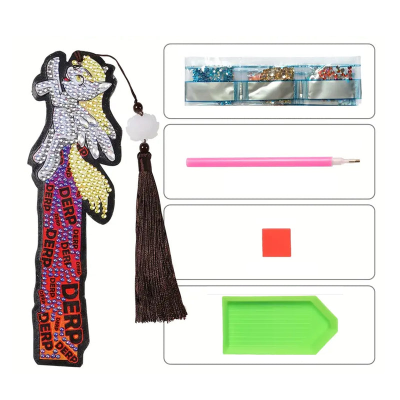 1/5Pcs Cartoon Unicorn and Fish Leather Bookmark Diamond Painting Kits