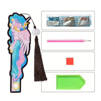 1/5Pcs Cartoon Unicorn and Fish Leather Bookmark Diamond Painting Kits