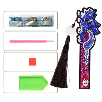 1/5Pcs Cartoon Unicorn and Fish Leather Bookmark Diamond Painting Kits