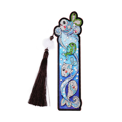 1/5Pcs Cartoon Unicorn and Fish Leather Bookmark Diamond Painting Kits