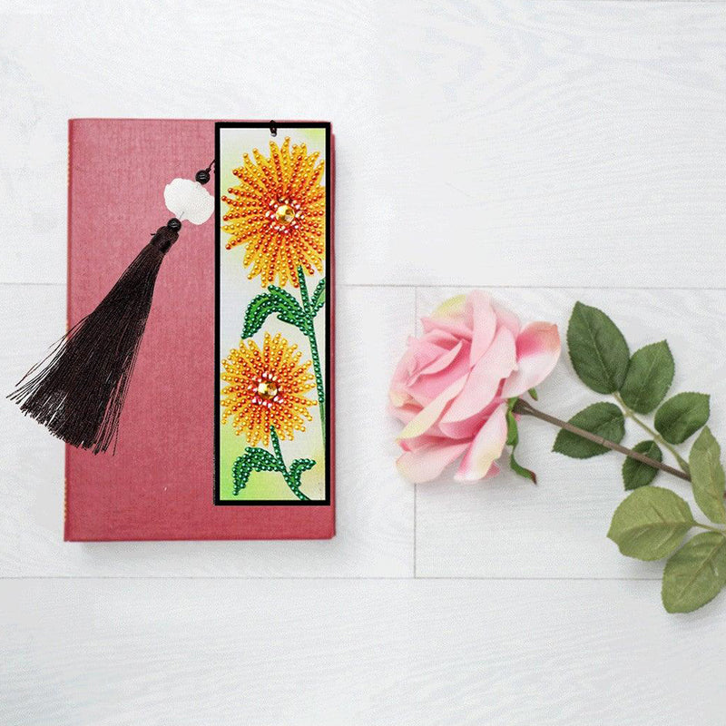 2Pcs Sunflower and Red Heart Leather Bookmark Diamond Painting Kits