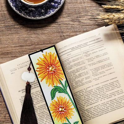 2Pcs Sunflower and Red Heart Leather Bookmark Diamond Painting Kits