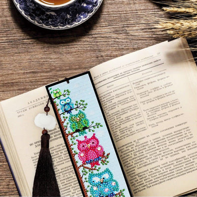 2Pcs Owl's Family Leather Bookmark Diamond Painting Kits