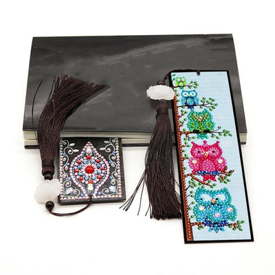 2Pcs Owl's Family Leather Bookmark Diamond Painting Kits