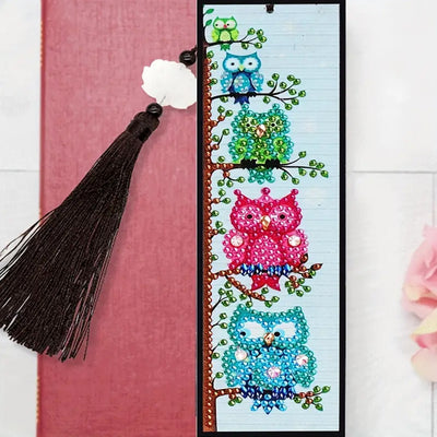 2Pcs Owl's Family Leather Bookmark Diamond Painting Kits