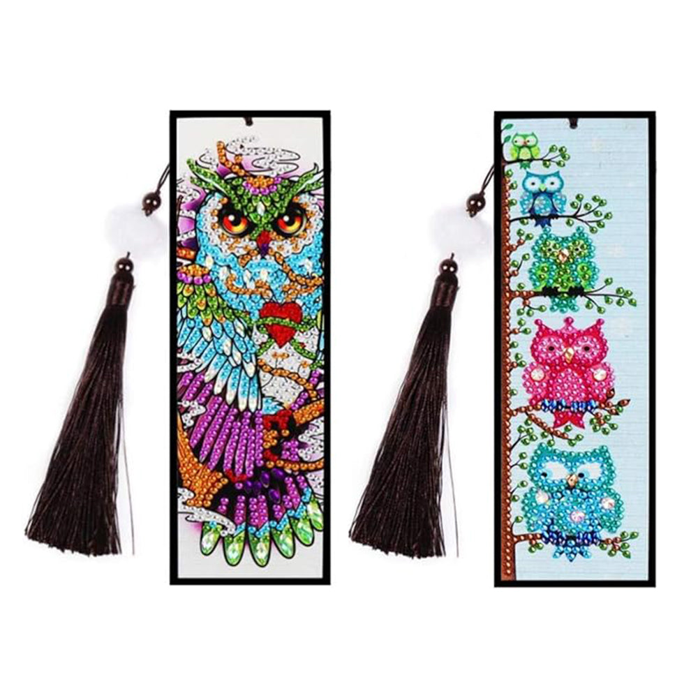 2Pcs Owl's Family Leather Bookmark Diamond Painting Kits