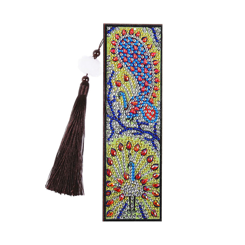 3Pcs Different Styles of Peacocks Leather Bookmark Diamond Painting Kits