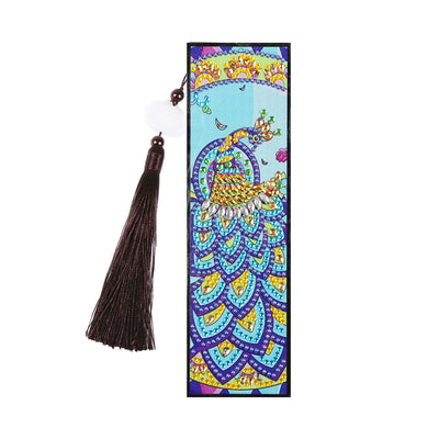 3Pcs Different Styles of Peacocks Leather Bookmark Diamond Painting Kits