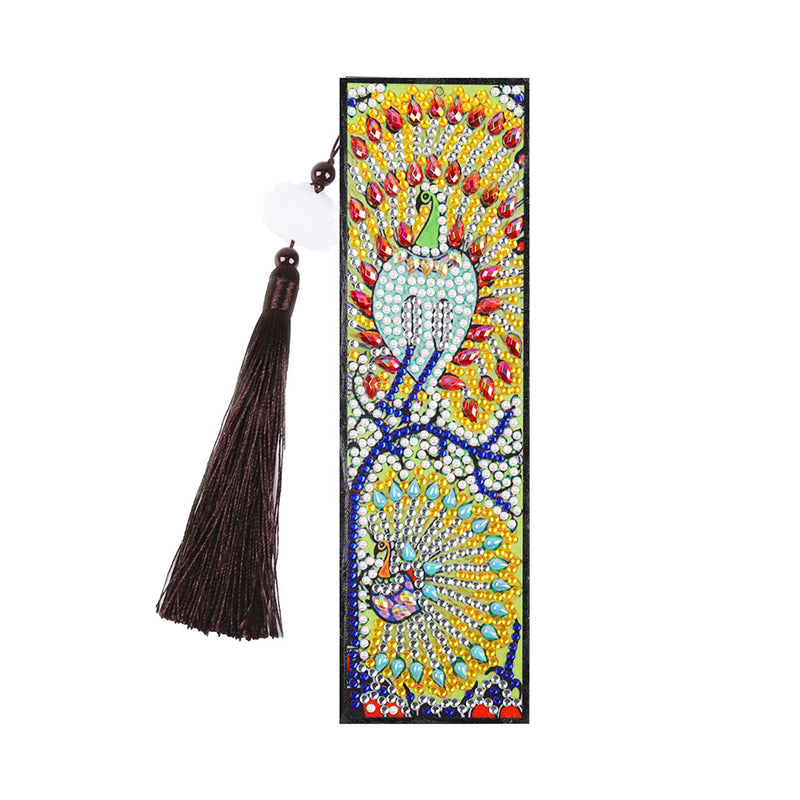 3Pcs Different Styles of Peacocks Leather Bookmark Diamond Painting Kits