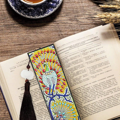 3Pcs Different Styles of Peacocks Leather Bookmark Diamond Painting Kits