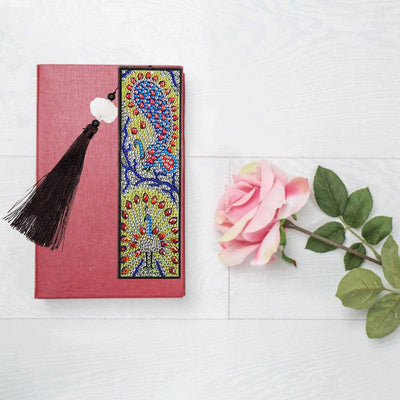 3Pcs Different Styles of Peacocks Leather Bookmark Diamond Painting Kits